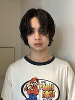 =メンズボブ/メンズロング/ダークアッシュ/ニュアンスパーマ