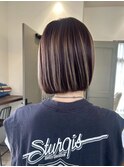 切りっぱなしボブ/ぱらぱらブリーチ