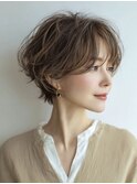 ミセスショートボブ白髪ぼかし脱白髪染め40代50代60代♪