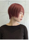 ケアブリーチピンクベージュカラー・ショートヘア＊