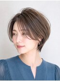 30代、40代/丸みくびれショートボブ×白髪染めハイライト/大宮
