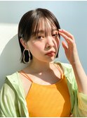 透明感暗髪×ミニボブ×シースルーバング×フレンチガーリー