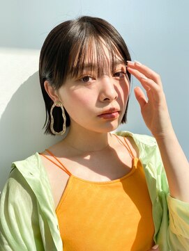 ガーデン オオタカノモリ(garden otakanomori) 透明感暗髪×ミニボブ×シースルーバング×フレンチガーリー