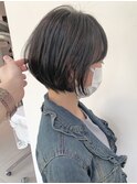 【馬場】大人黒髪前下がりショートボブ髪型20代30代40代
