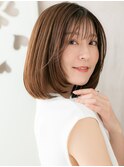 シースルーバングワンカール顔周りレイヤーボブ大人美人X大宮