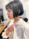 色落ち綺麗なネイビーグレー×パツッとボブ*fukuda