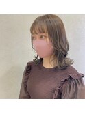 ≪ぱっつんミディアム≫柔らかいミルクティグレージュ