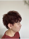 癖毛風赤髪ショート　