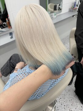 エニフォーイーストハム(Eni for eastham) 裾カラー/ホワイト×ブルー