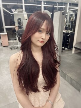 ジエクト カナウ(The Ect canow) チェリーレッド似合わせカットボルドーカラーレイヤーロング