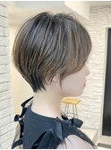 白髪ぼかし/ひし形/癖毛/大人ショートボブ/60代50代40代