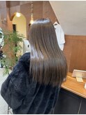 ミルクティーオリーブカラーレイヤーカットケアブリーチ韓国ヘア