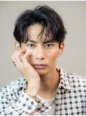 ビジネスメンズショートリクルート七三かき上げヘアツーブロック