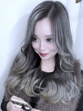 ブレイズヘアー(BLAZEhair) 【セレブスタイル】ホワイトバレイヤージュ×ブリーチ2回