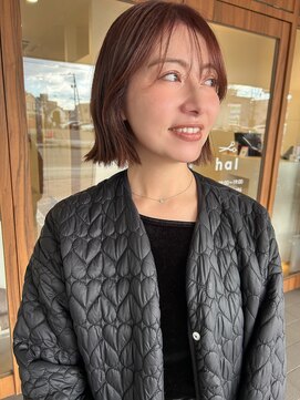 ハル 泉中央(hal) 外ハネボブ/切りっぱなし/バーガンディ/hal泉中央