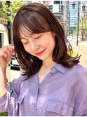 くびれミディアム/レイヤー/顔周り/小顔/ベージュ/20代30代