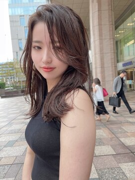 フラッグヘア 新宮店(Flag HAIR) 韓国くびれヘアくびれミディアム前髪グレージュイルミナカラー