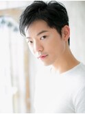 ネイビーブラックくせ毛風ツーブロックウェットヘアV南越谷