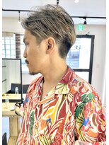 ファイブシーン アオヤマ(5SCENE AOYAMA)&nbsp;ハイライトミルクティーベージュツーブロックメンズマッシュ