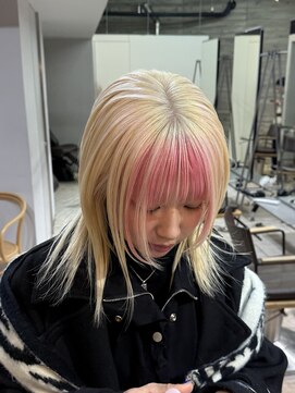 ヲタク(wotaku.) ホワイトブロンドピンクカラーペールピンクホワイトカラー前髪