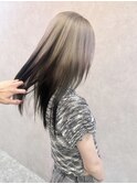 ミディアムヘアデザインカラーフェイスフレーミング暗めカラー