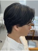 曲がる縮毛矯正メンズセンターパートニュアンスパーマ