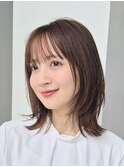 表参道酸性ストレートパーマ艶髪ミディアムレイヤーベージュ40代