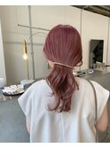 ピンクベージュ クリップバレット 簡単アレンジ