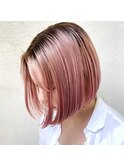 ピンクブラウンルーツカラー