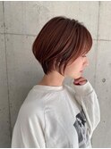 小顔見せショートベージュカラーブリーチしない透明感カラー