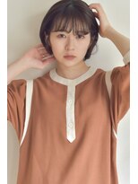 吉祥寺 斜めバング　グレージュカラーデザインカラー