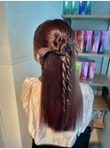 【ハーフアップ】結婚式銀座お団子タイトヘアセットアレンジ