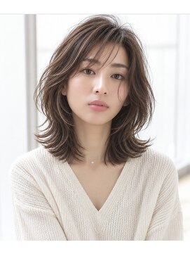ロット 横浜(lot) 大人ガーリー×ミディアムレイヤーカット×ダークアッシュ横浜駅