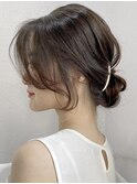 韓国　ヘアアレンジ　おくれ毛カット　グレージュ　榎園由美
