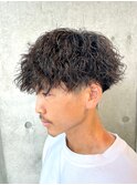 ツイストパーマツイストスパイラルパーマツーブロック刈り上げ