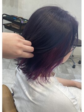 ラボヌールヘアーグレース 門前仲町店(La Bonheur hair grace) インナーカラー/パープル/ピンク/派手髪/カシスピンク/紫