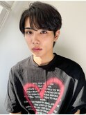 センターパートニュアンスパーマカルマパーマツーブロック