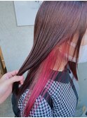 インナーカラー×ロングインナー×ピンク×イヤリングカラー