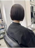ミニボブショートボブ切りっぱなしグレージュハイライト