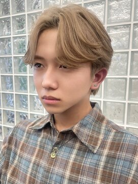 サンクマーケット 渋谷(cinq MARKET) メンズミルクティーベージュコンマヘアアッシュグレージュカラー