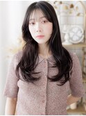 ダークアッシュ/シースルーバング/暗髪/ゆるふわロング/20代g