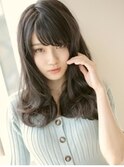 暗髪ロング×ニュアンスウェーブ