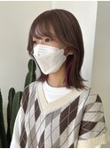 ハイトーンカラー韓国くびれヘアイヤリングカラー大人ミディアム
