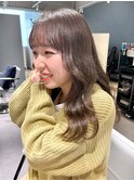 ブリーチなし透明感ベージュカラー×ふわふわロング