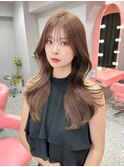 韓国ヘア/顔まわりカット/くびれヘア/前髪あり/