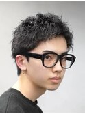 フェザーパーマ無造作メンズ毛流れニュアンス短髪ショートパーマ