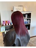 ワインレッド/ブリーチ無し/暖色系カラー