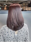 ミディアムロングおくれ毛韓国ヘア顔周りレイヤー_ba536931