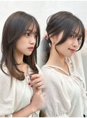 20代30代40代◎前髪パーマ韓国風巻きくすみベージュお団子ヘア