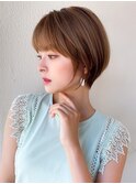 シースルーぱっつん前髪ショートボブ30代40代ひし形シルエット